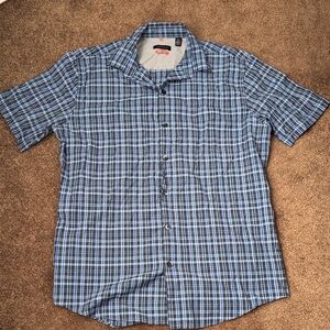 Men's Blue Plaid Short Sleeve Shirt